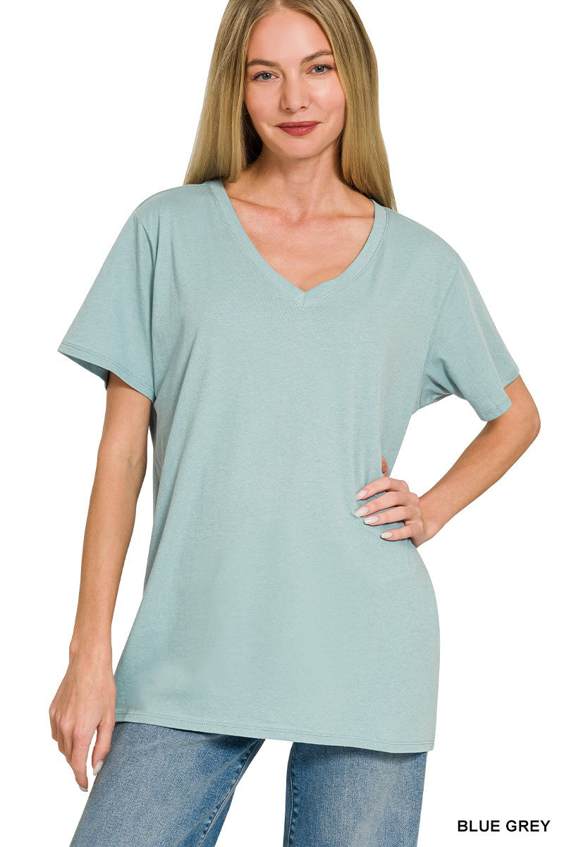 Willow Boyfriend V-Neck Tee | Blue Grey