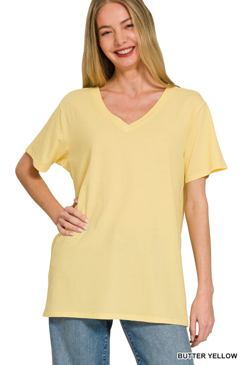 Willow Boyfriend V-Neck Tee | Butter Yellow