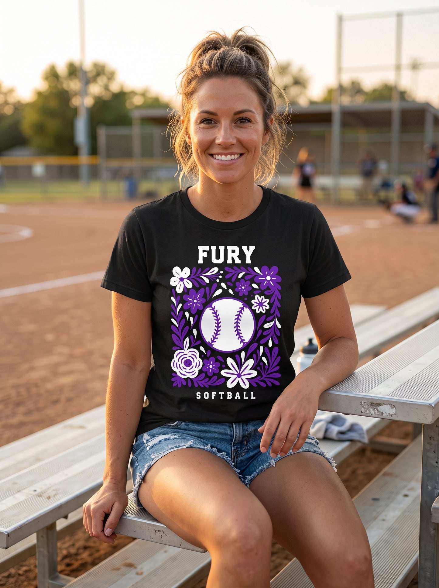 Floral Fury Softball | Black