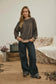 Louisa Exposed Seam Long Sleeve Top | Brown