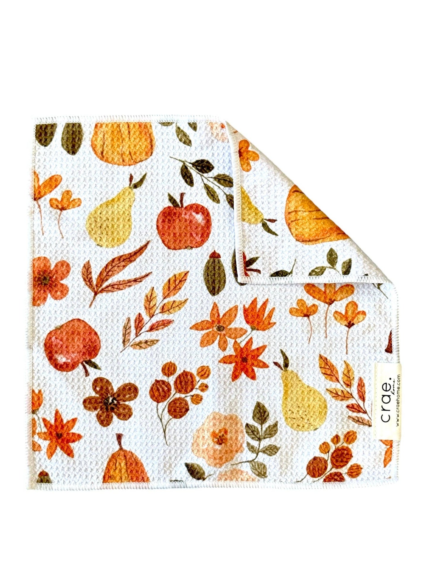 Pumpkin Spice: Double-Sided Washcloth: White / 12x12 in / Washcloth