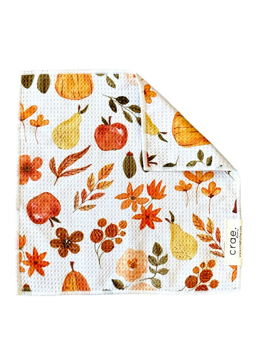 Pumpkin Spice: Double-Sided Washcloth: White / 12x12 in / Washcloth