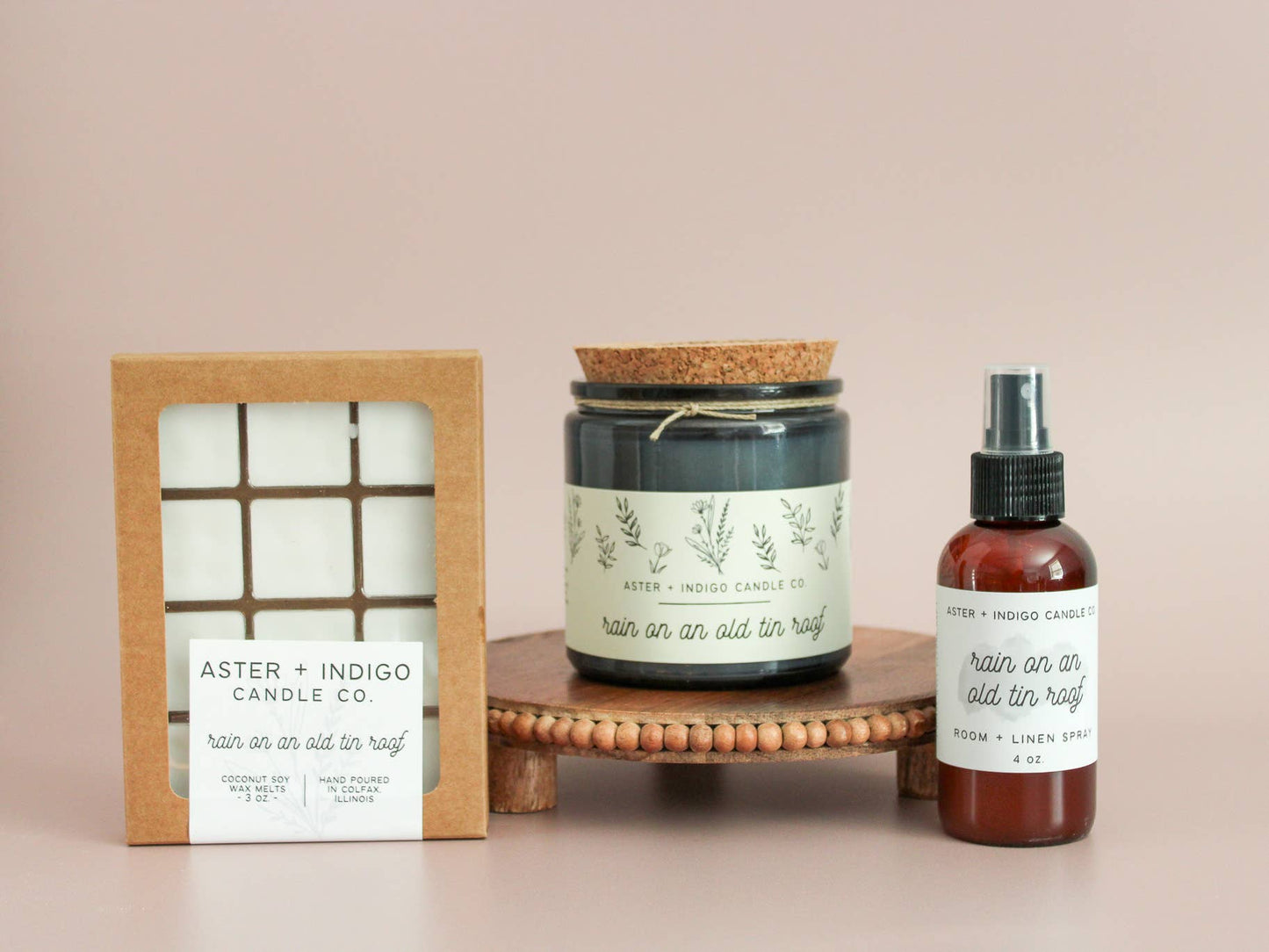 Aster + Indigo Candle Co. | Rain on an Old Tin Roof