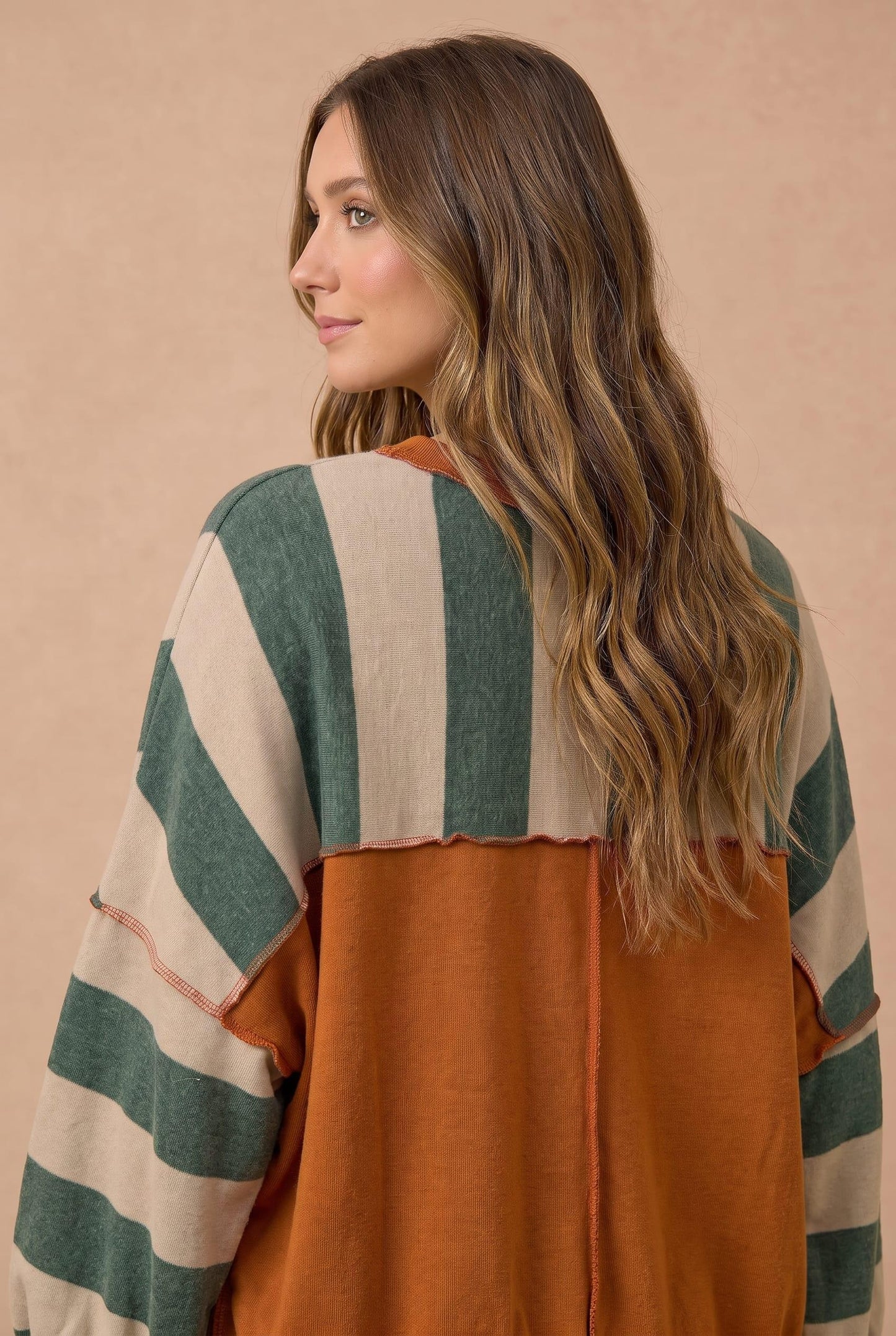 Celia Stripe Pullover | Olive + Rust