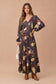 Cecily Long Sleeve Midi Floral Dress | Charcoal