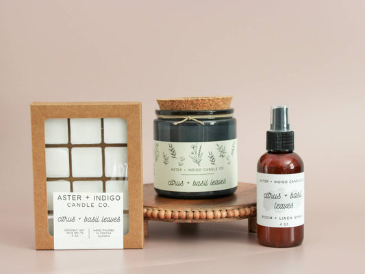 Aster + Indigo Candle Co. | Citrus + Basil Leaves