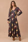 Cecily Long Sleeve Midi Floral Dress | Charcoal