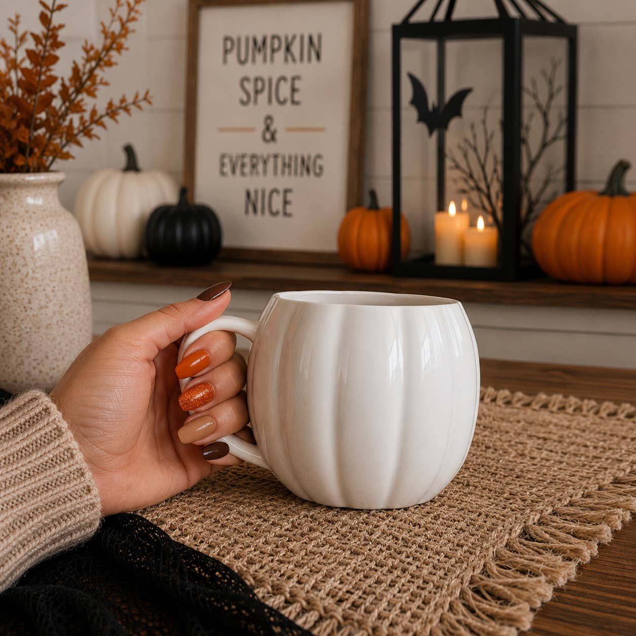 Pumpkin Coffee Mug 17oz | White
