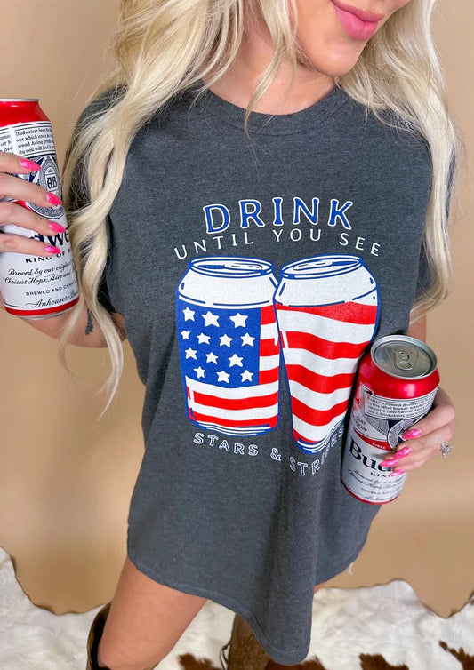 Drink Until You See Graphic Tee | Heather Charcoal