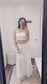 Jeanie Smocked Strapless Top + Skirt Set | White