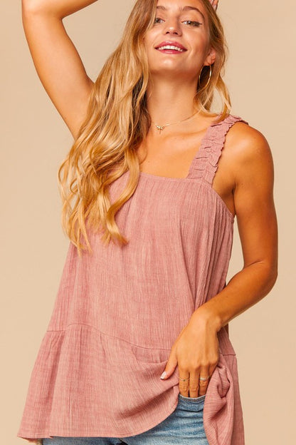 Samantha Crinkle Shoulder Top | Mauve - Our Little Secret Boutique