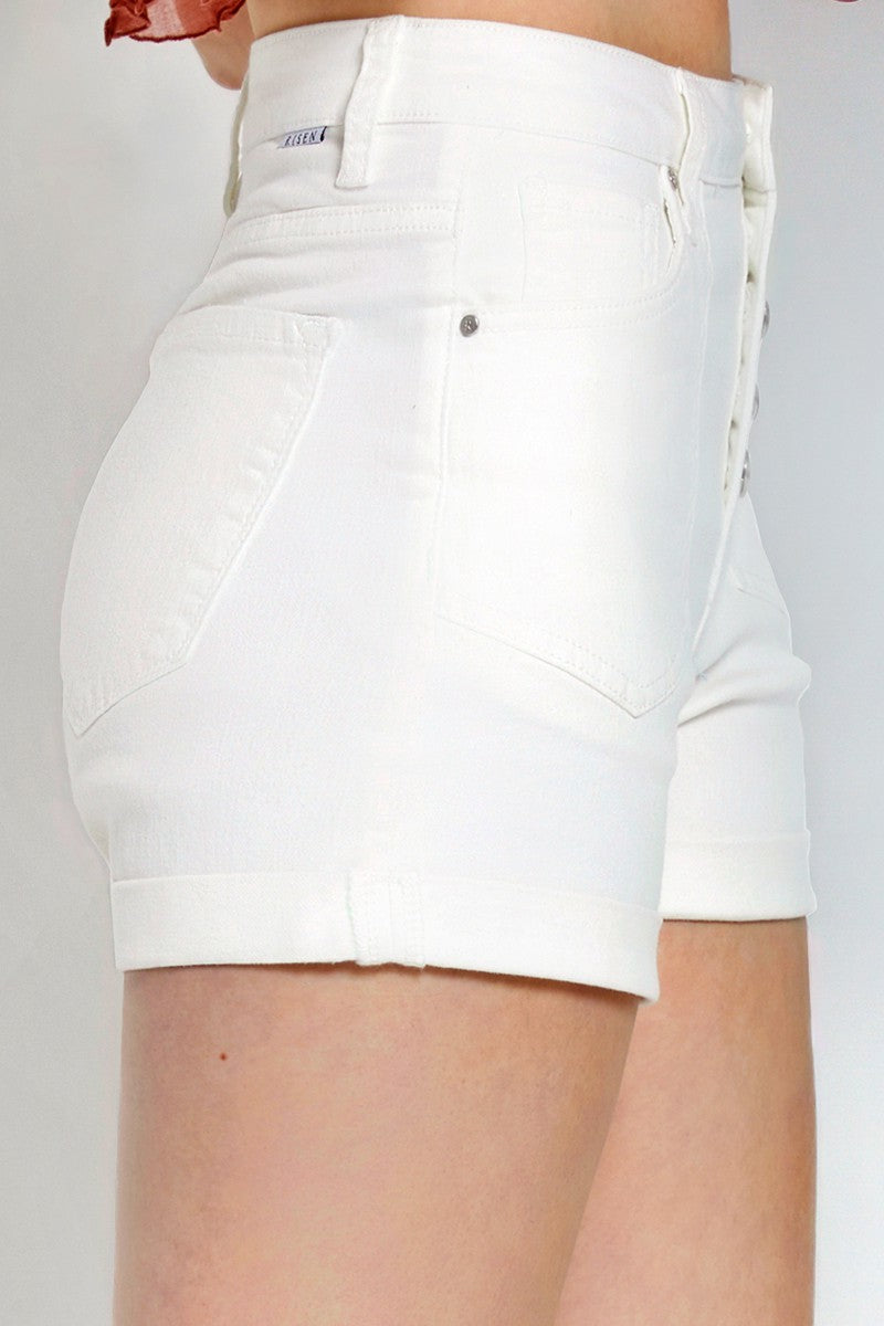 Marni High Rise Button Fly Shorts | White