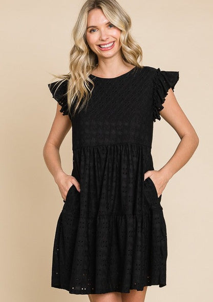 Wren Babydoll Mini Dress | Black