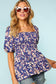 Piper Floral Smocked Babydoll Top | Blue