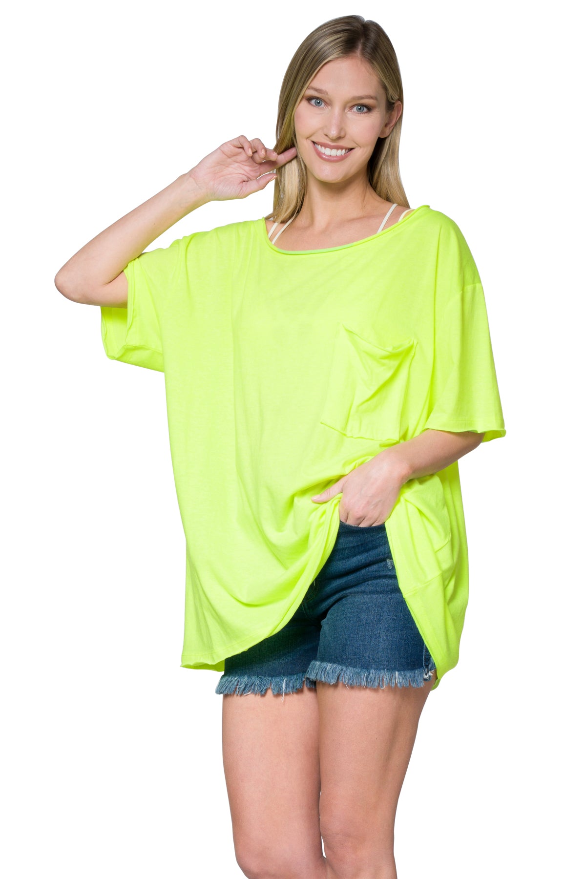 Reese Boyfriend Tee | Neon Lime - Our Little Secret Boutique