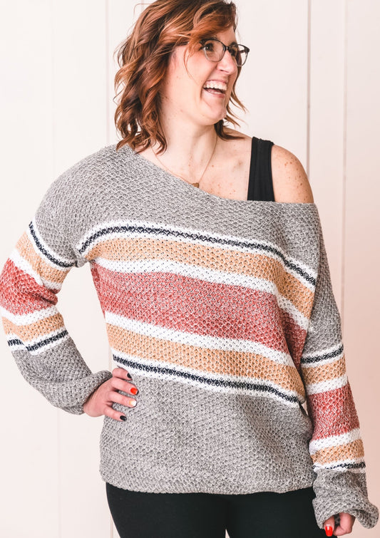 Collette Striped Knit Sweater - Our Little Secret Boutique