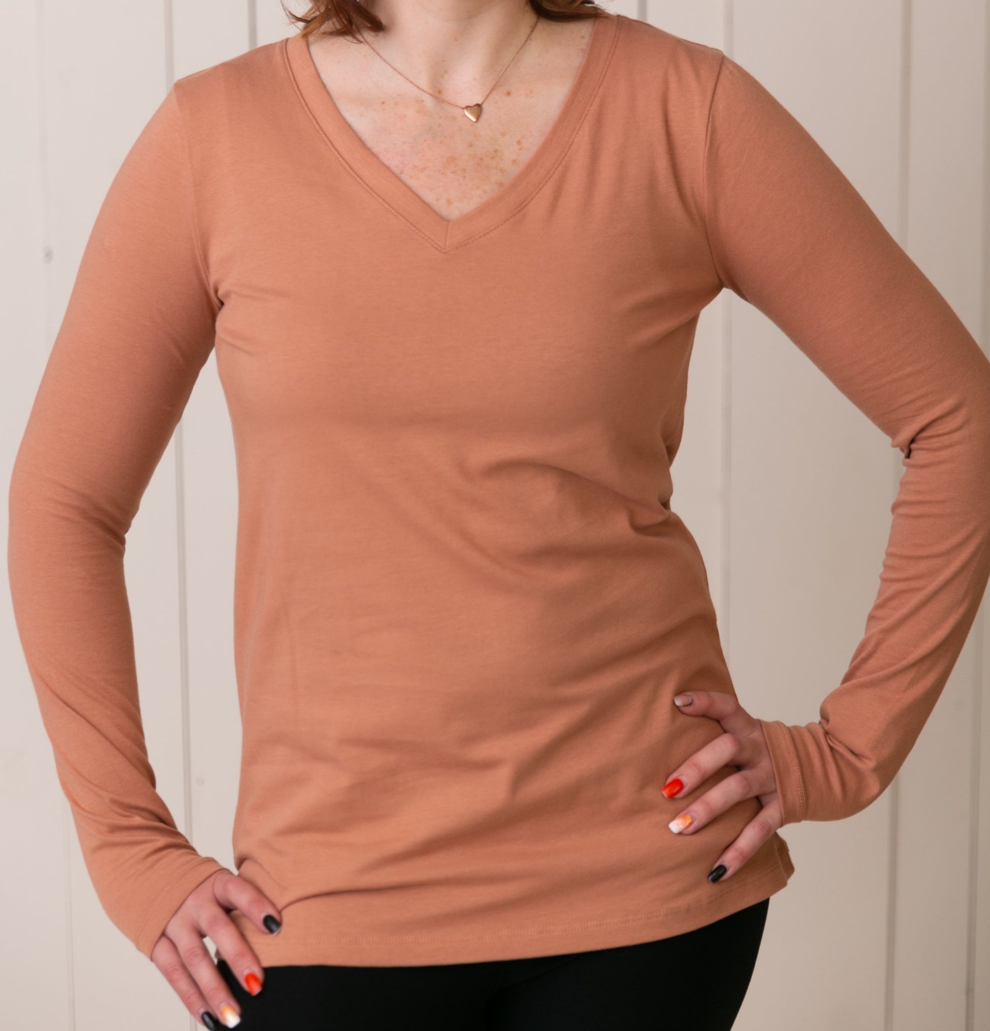 Helen Classic V Neck Long Sleeve Tee - Our Little Secret Boutique