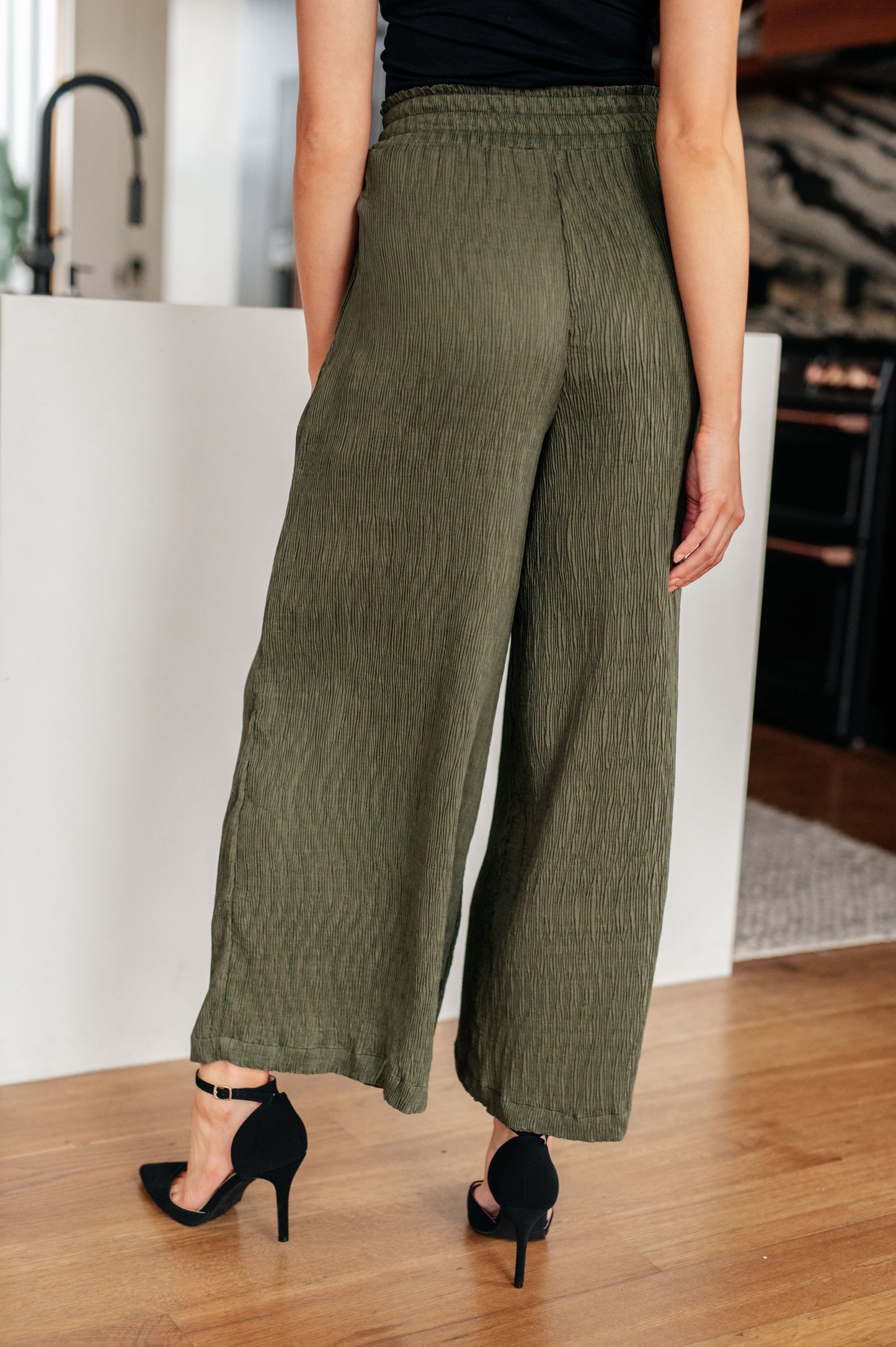 Harmony High Rise Wide Pants in Olive*