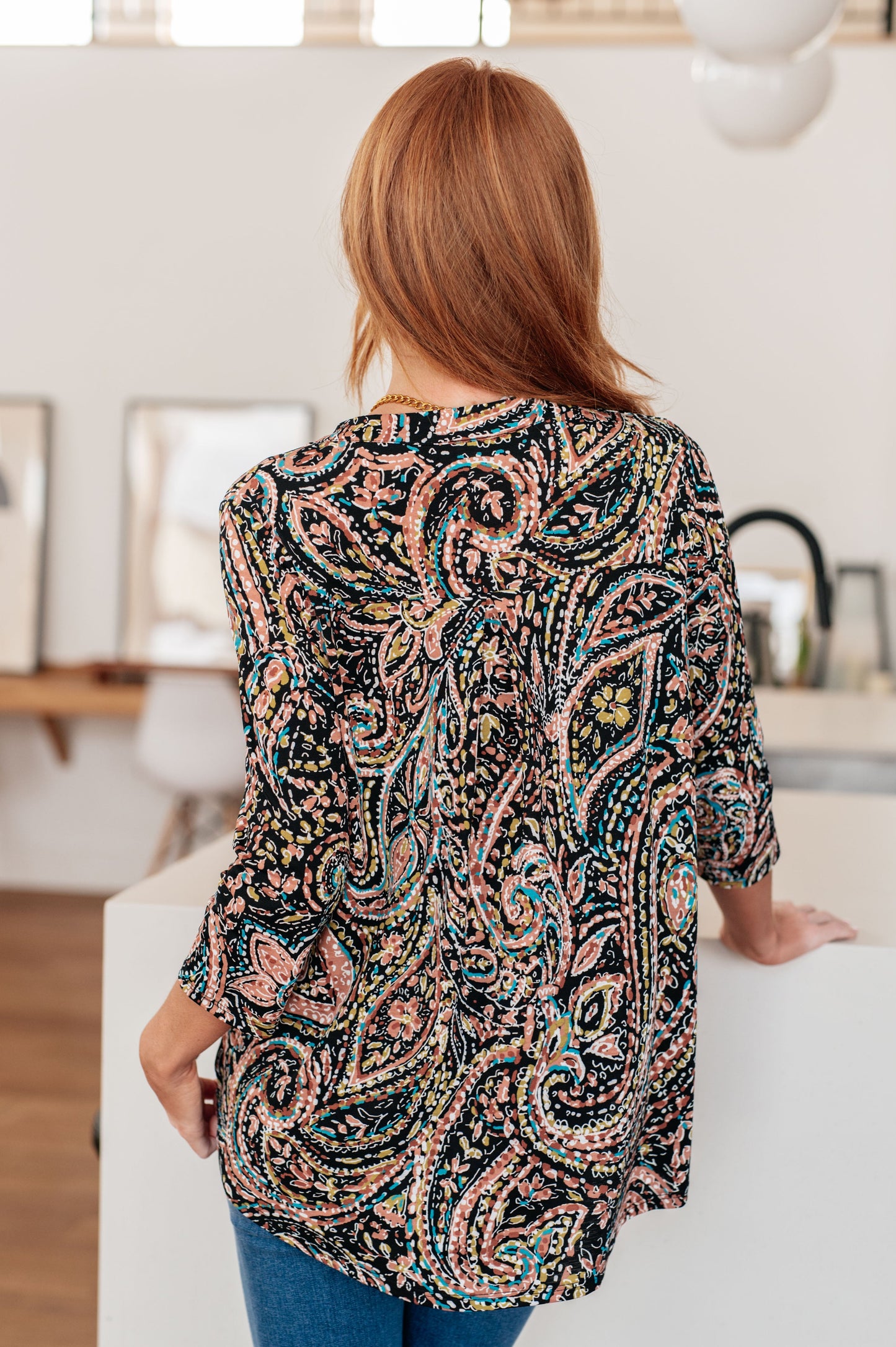 I Think Different Top Teal Paisley*