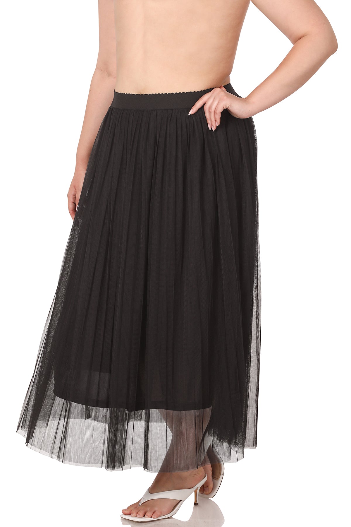 Diana Mesh Pleated Skirt | Black