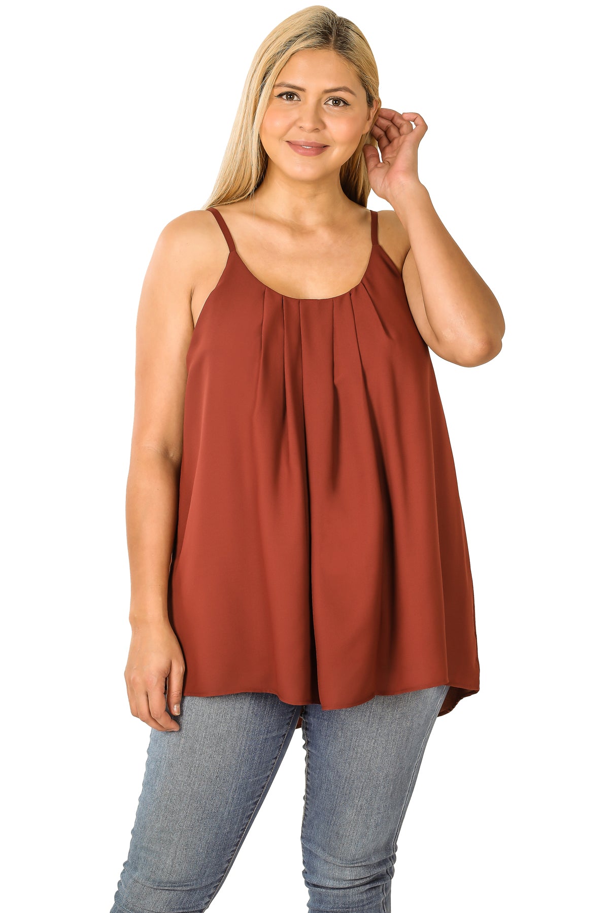 Raelle Pleated Cami | Rust - Our Little Secret Boutique