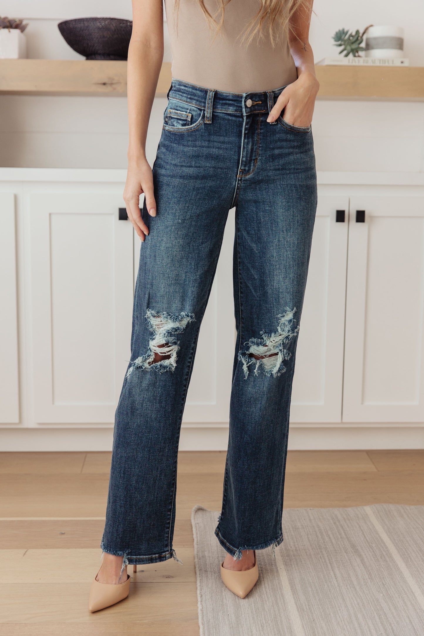 Rose High Rise 90's Straight Jeans in Dark Wash | Judy Blue*