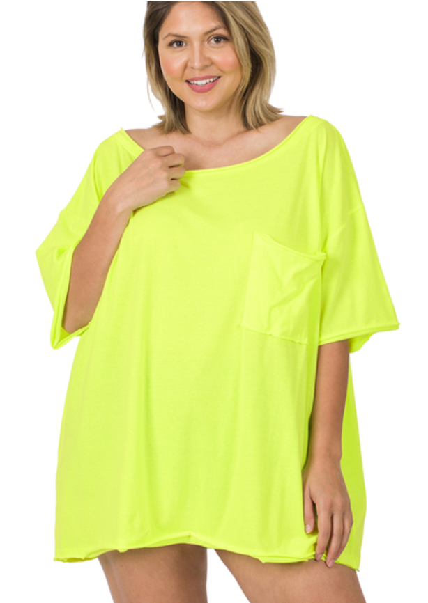 Reese Boyfriend Tee | Neon Lime - Our Little Secret Boutique