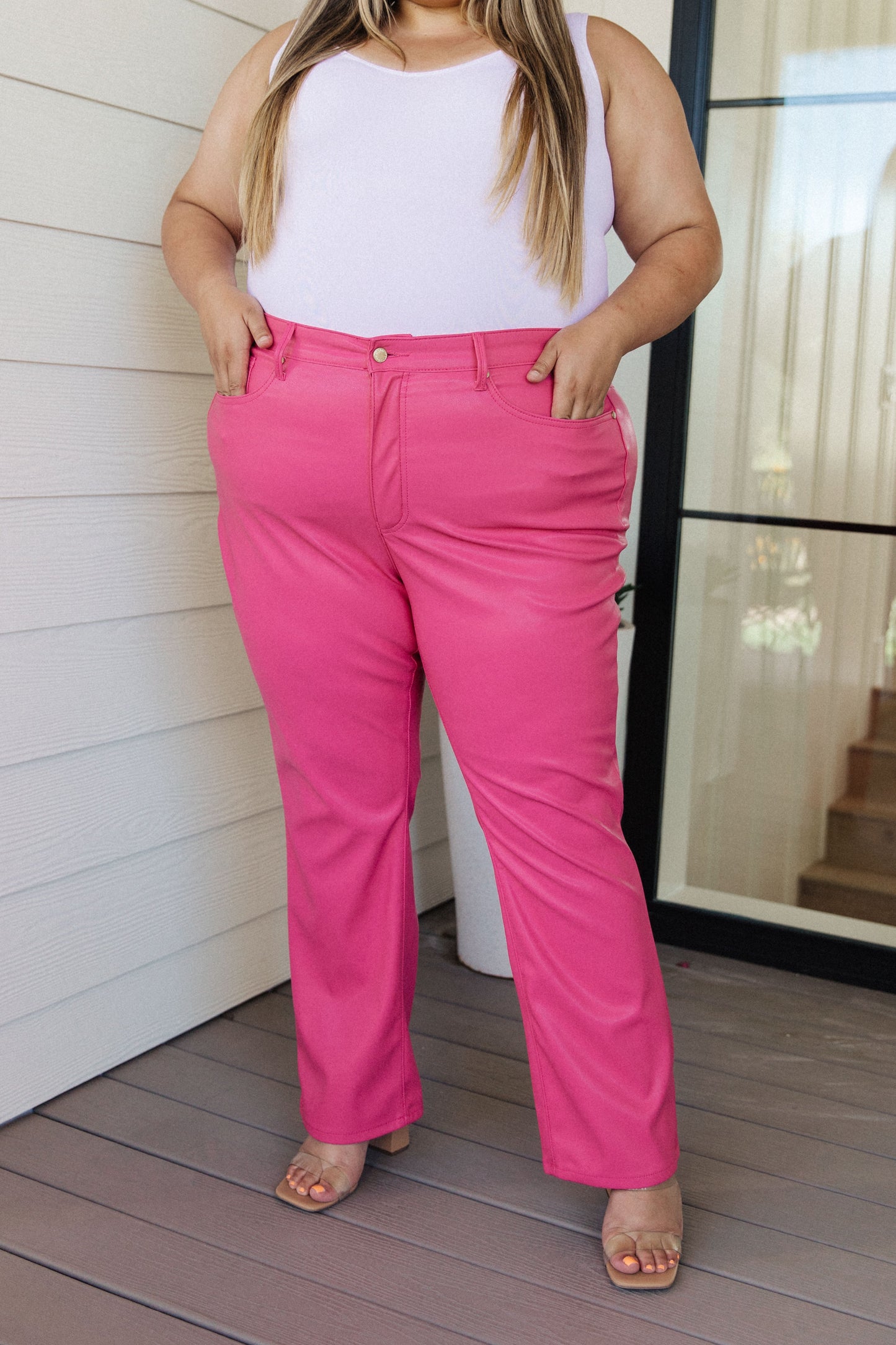 Tanya Control Top Faux Leather Pants in Hot Pink | Judy Blue*
