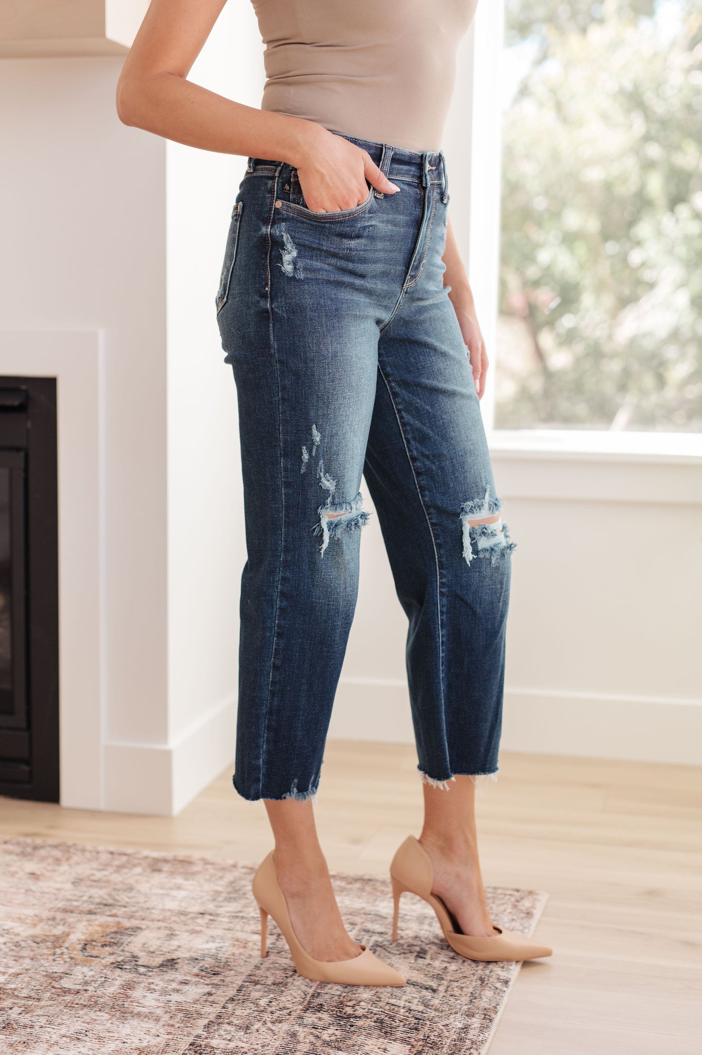 Whitney High Rise Distressed Wide Leg Crop Jeans | Judy Blue*