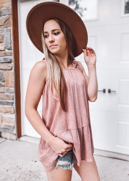 Samantha Crinkle Shoulder Top | Mauve - Our Little Secret Boutique