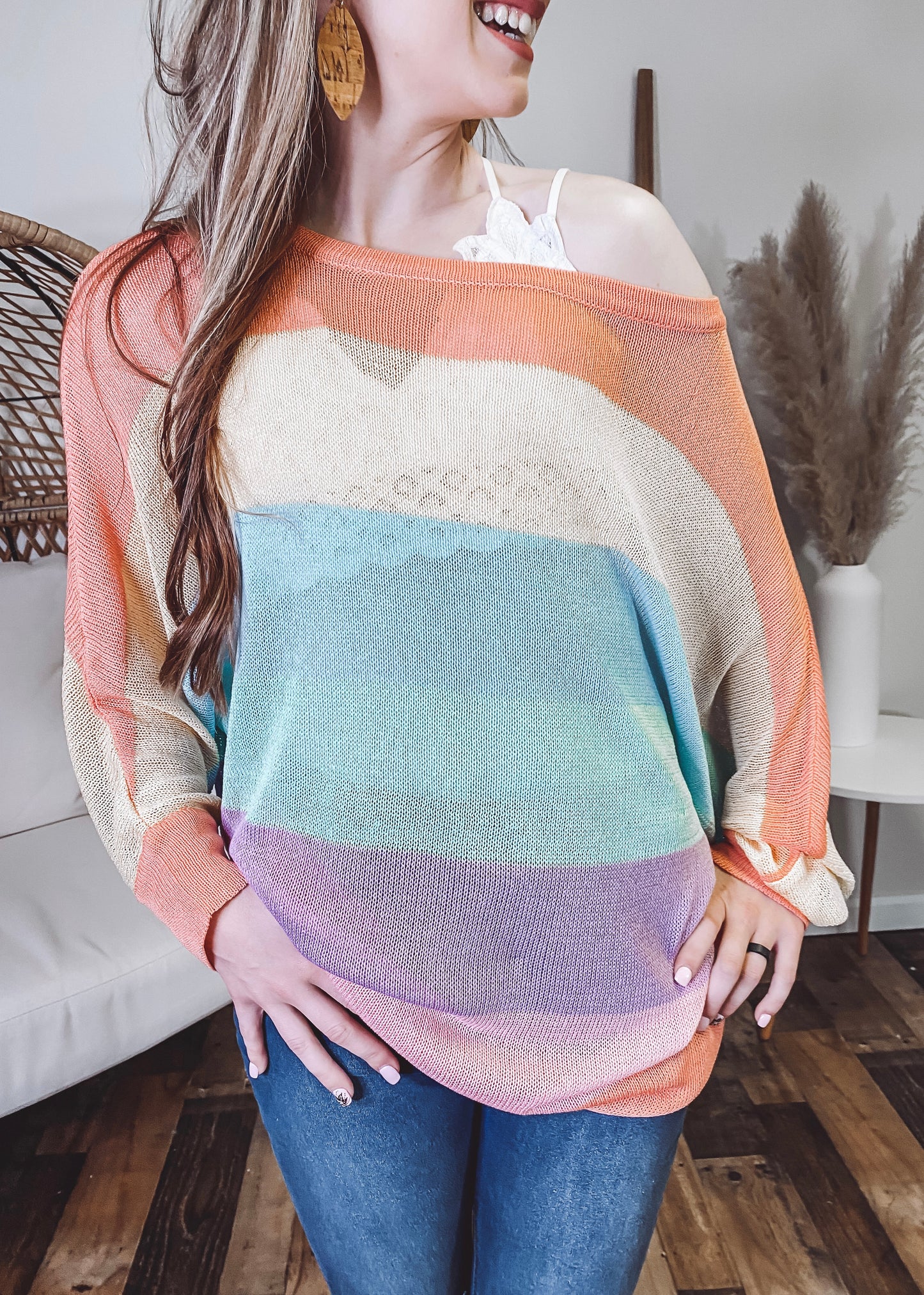 Bring The Fun Rainbow Striped Sweater - Our Little Secret Boutique