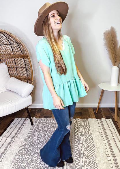 Jenna Dolman Top | Mint - Our Little Secret Boutique