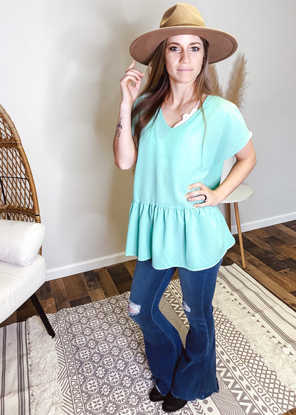 Jenna Dolman Top | Mint - Our Little Secret Boutique