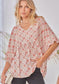 Memphis Flowy Poncho Blouse with Ruffle Sleeves