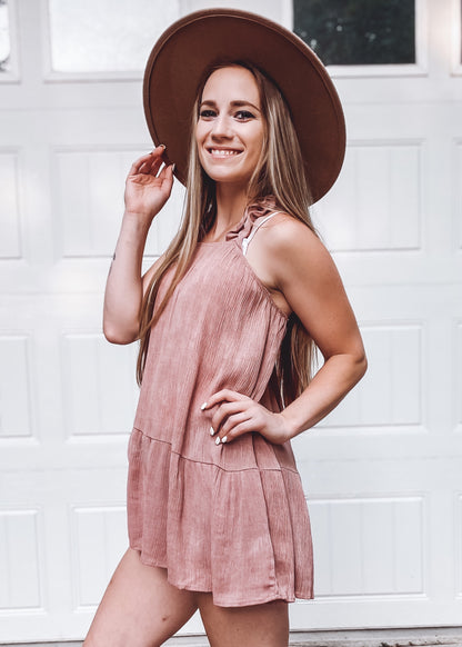 Samantha Crinkle Shoulder Top | Mauve - Our Little Secret Boutique
