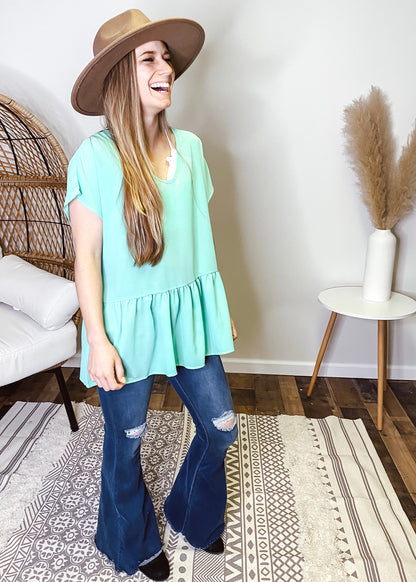Jenna Dolman Top | Mint - Our Little Secret Boutique