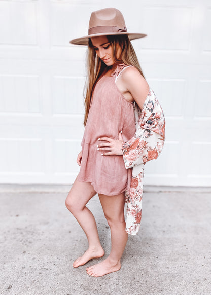 Samantha Crinkle Shoulder Top | Mauve - Our Little Secret Boutique