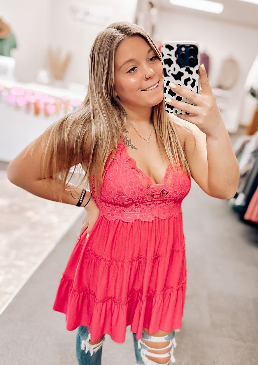 Brynn Crochet Lace Cami | Fuchsia