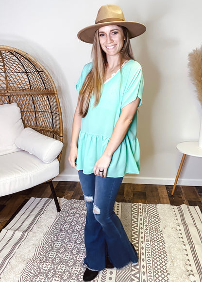 Jenna Dolman Top | Mint - Our Little Secret Boutique