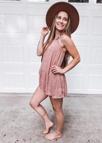 Samantha Crinkle Shoulder Top | Mauve - Our Little Secret Boutique