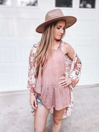 Samantha Crinkle Shoulder Top | Mauve - Our Little Secret Boutique