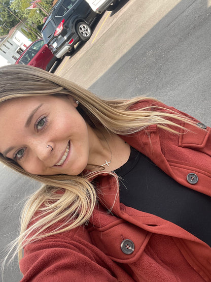 Karli Oversized Fleece Shacket | Dark Rust