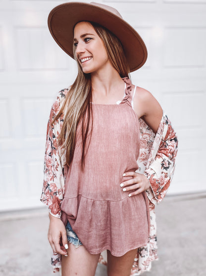 Samantha Crinkle Shoulder Top | Mauve - Our Little Secret Boutique